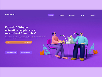 Podcaster Page Concept cartoon character illustration landing landingpage lowpoly page podcast podcast art ui ux web web design