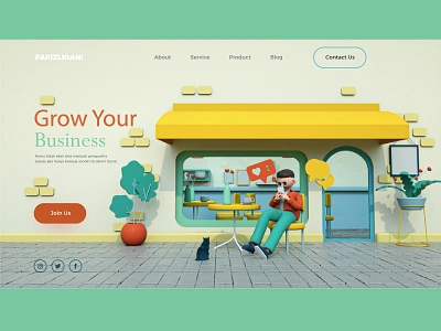 Landing Page 3D LowPoly 3d simple illustration landing page ui web design web illustration