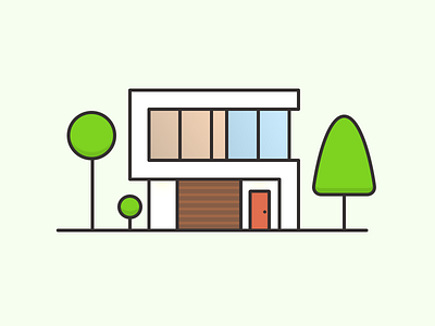 Modern House 03 flat illustration thick lines vector art