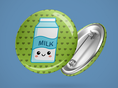 Cute Foods! Milk Button badge button cartoon cute design food graphic design illustration kawaii milk product vector