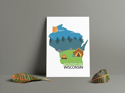 Wisconsin Travel Poster adventure advertisement advertising cartoon design flat illustration graphic design illustration marketing poster typography vector