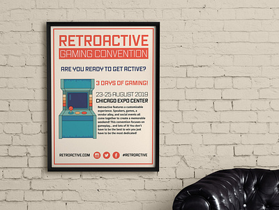 Retroactive Gaming Convention Poster advertisement branding design gaming illustration logo marketing poster retro retro design typography vector