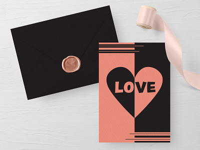 Valentine's Day Card blush coral geometric greeting card love typogaphy valentine valentines day