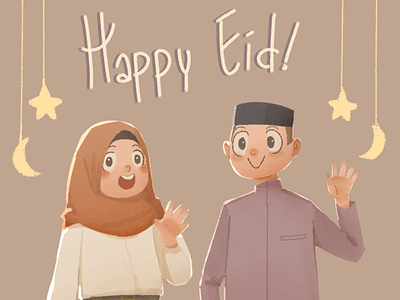 2020's Eid mubarak greetings design illustration