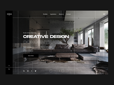 Home page for IQSA design minimal ui ux web website