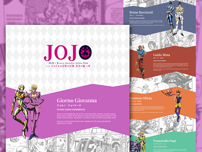 Jojo's Bizzare Adventure Golden Wind Landing Page Concept anime cartoon cartoon character cartoons concept concept design entertainment jojo landing page landing page design marketing design promotion promotional design ui ux web design website