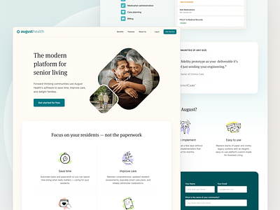August Health | Marketing Website design figma landing marketing site saas senior living ui ux webflow