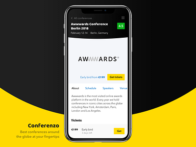 Mobile App — Conferenzo / Conference Event Page