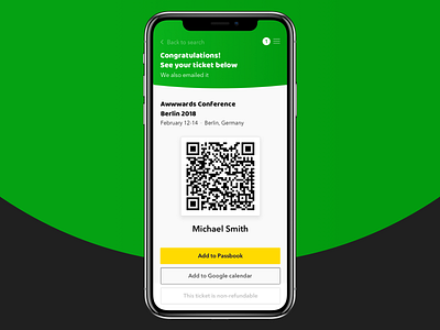 Mobile App — Conference Finder / Ticket Page