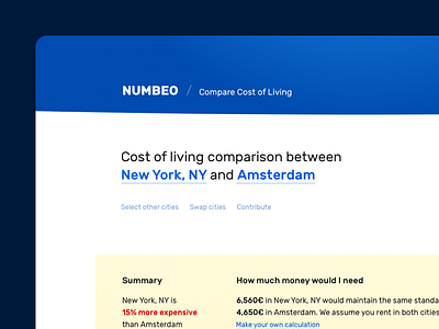 Concept for Numbeo agency app concept data design desktop flat landing modern new price ui ux website