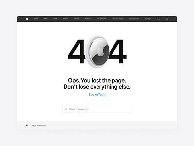 Apple 404 Page - Daily UI #008 404 airtag apple branding clean copy daily ui design ipad iphone page ui white