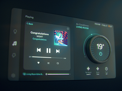 Home Monitoring Dashboard - Daily UI #021 3d daily ui dashboard design domotic home house knob monitoring music player smart temperature ui
