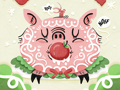 Mr Porky card christmas illustration pig