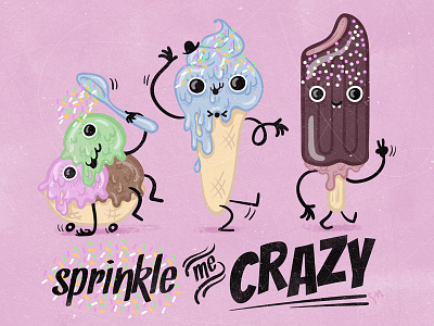 Sprinkla me Crazy icecream illustration pink sprinkle sweet