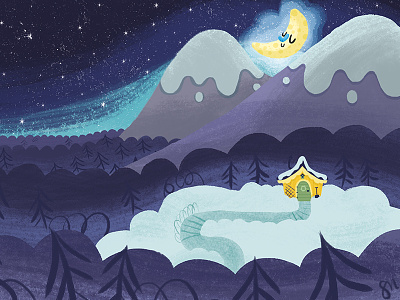Night sky children book illustration