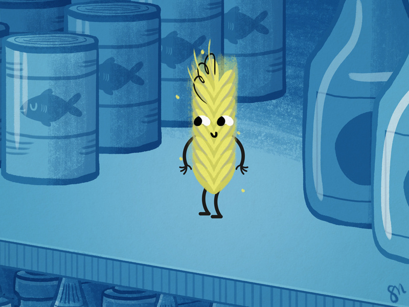 Happy grain shelf grain illustration