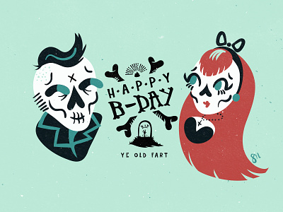 Happy birthday birthday illustration old skulls