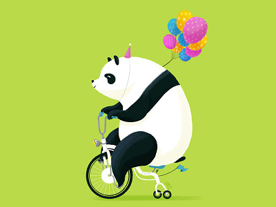 Mr Panda bike cycle illustration panda tricycle