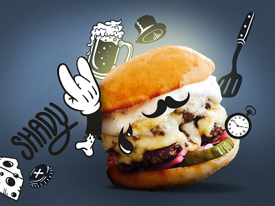 Shady Burgers beer burgers cheese design food illustration street food