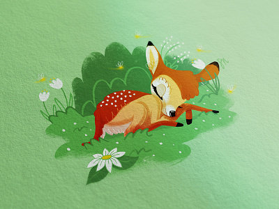 Bambi 2 bambi cute green illustration
