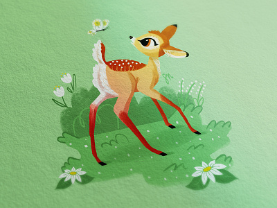 Bambi 3 bambi cute green illustration