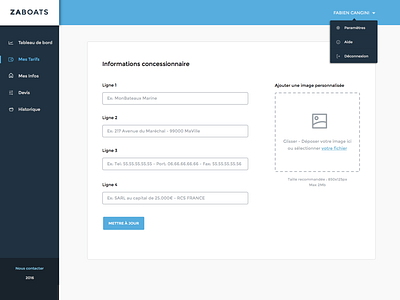 Back Office Zaboat admin backoffice dashboard