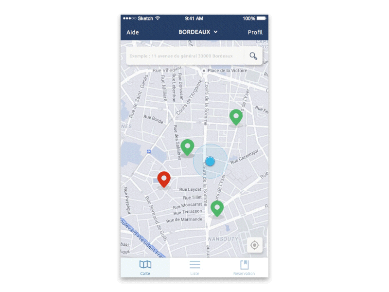 App redesign - Parking Facile app bordeaux map redesign street ui ux