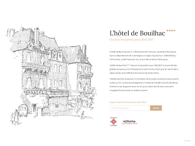 Landing page - Hôtel De Bouilhac comingsoon french hotel landing lux webdesign