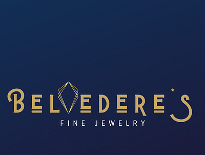 Belvedere's Jewelers Logo art deco blue gold jewelers jewellers jewelry logo