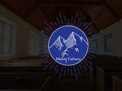 Mount Calvary Church Logo blue blue and white calvary church church logo lines logo outline