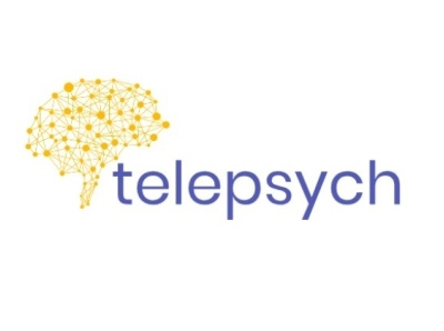Telepsych Virtual Health Logo blue logo mental health mentalhealth psychology telehealth yellow