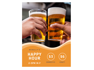 Happy Hour Poster bar beer brewery grey orange poster promotion pub