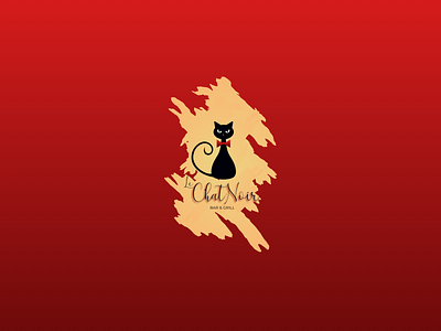 Chat Noir Logo bar cat grill logo red restaurant yellow yellow logo
