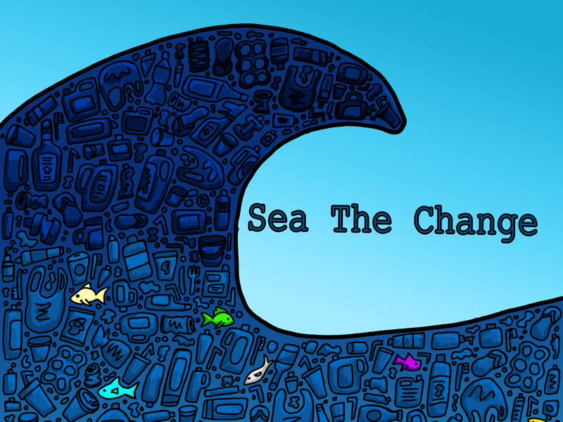 More plastic than Fish cartoon comic blue fish recycle reduce reuse plastic ocean