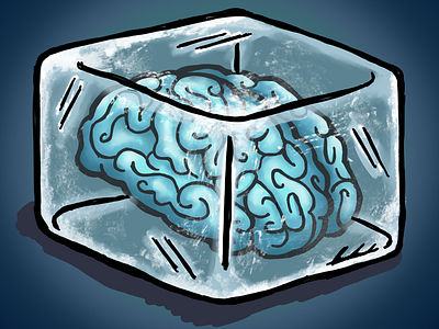 Brain Freeze black outline blue brain cartoon cartoon art colour comic comic art comic style freeze frozen illustration