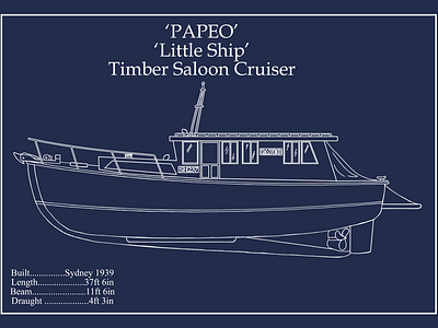 Papeo Blueprints blue boat custom drawing illustration line portrait