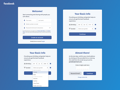 Facebook Signup Redesign design facebook onboarding redesign ui user experience user flow ux ux design web