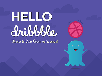 Hello Dribbble! ball clouds debut debut shot first shot hello illustration invite monster shot thanks