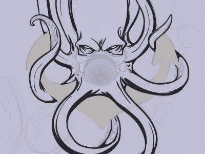 Kraken progress anchor drawing gaks illustrator inking octopi sketch