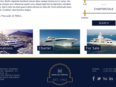 Yacht Charter Concept blue boats charter gold royal search shipping superyacht website yacht