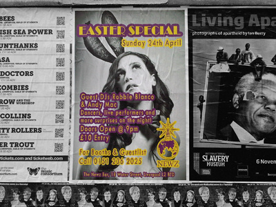 Newz Easter 60 X 40 Street Poster 60 x 40 bar bunny club easter fly poster liverpool newz nightclub poster street poster woman