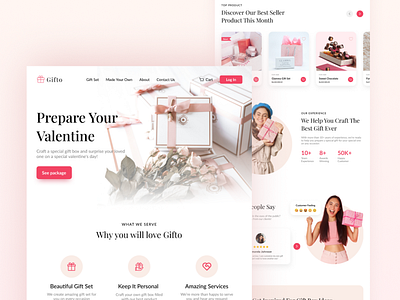 Gift Box Service Website giftboxservice pink website service web ui uiuxdesign valentine web design web design websitedesign