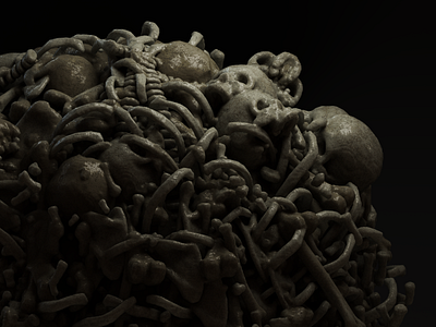 Doom series 3d arnold bones c4d design doom illustration sculls