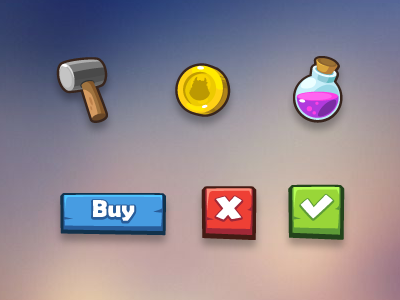 monster game icons buy color game hammer icon illustration money monster ui