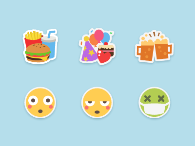 icons beer burger color emoji flat icon party ui