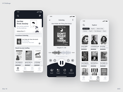 AudioBooks - Audible - Colorless Concept Idea app audiobooks colorless figma ui