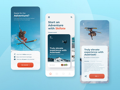 Ski App android app app application exploration interface ios app mobile app mobile ui ski ski app ui ui design ux ux design