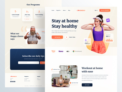 Corenergy Landing Page bodybuilding coach fitness fitness club gym health homepage landing page lifestyle training ui ui design ux ux design webdesign website weightloss workout yoga