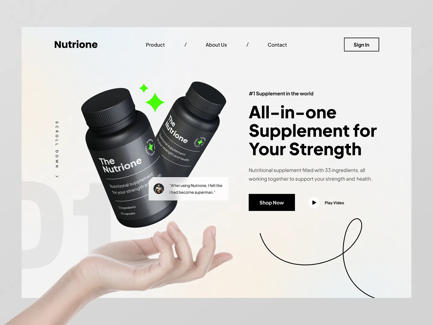 Innovative Supplement Website Design for Nutrione