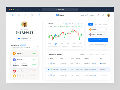 Bitlaps Cryptocurrency Dashboard ui design trading statistic chart analytics ux ui cryptocurrency dashboard ethereum coin bitcoin binance blockchain cryptocurrency crypto modern clean dashboard product design product